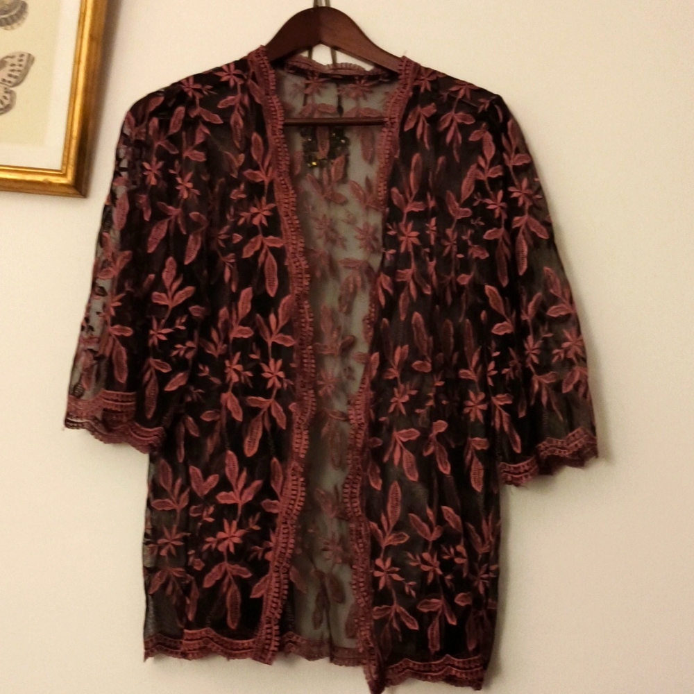 Sheer Embroidered Shrug